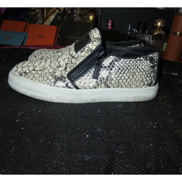 Giuseppe Zanotti Python Embossed Italian Leather Devon Skate Shoes Sneakers 38 o - Picture 1 of 10